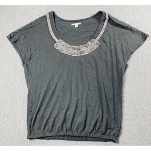 American Eagle Women Top Embellished Size S Gray